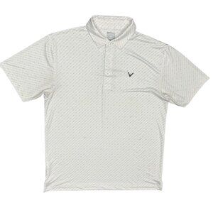 Callaway Short Sleeve Polo Golf Shirt Stretch Logo Club Pattern White Medium